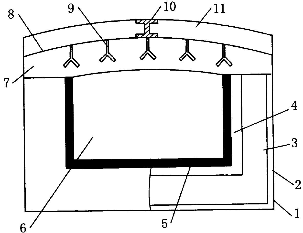 Construction method for aluminum alloy smelting furnace with high-nitrogen composite ceramic lining layer