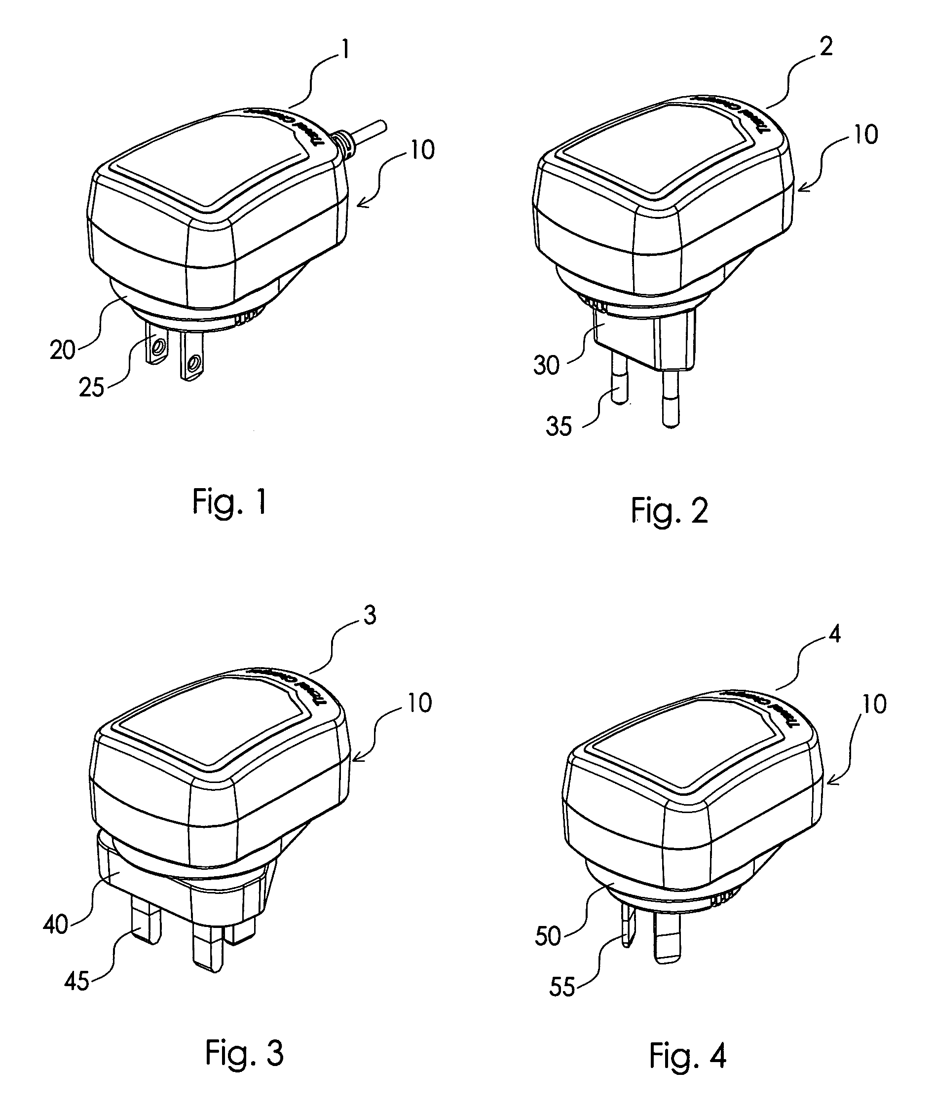 Power adapter with optional types of replaceable plug