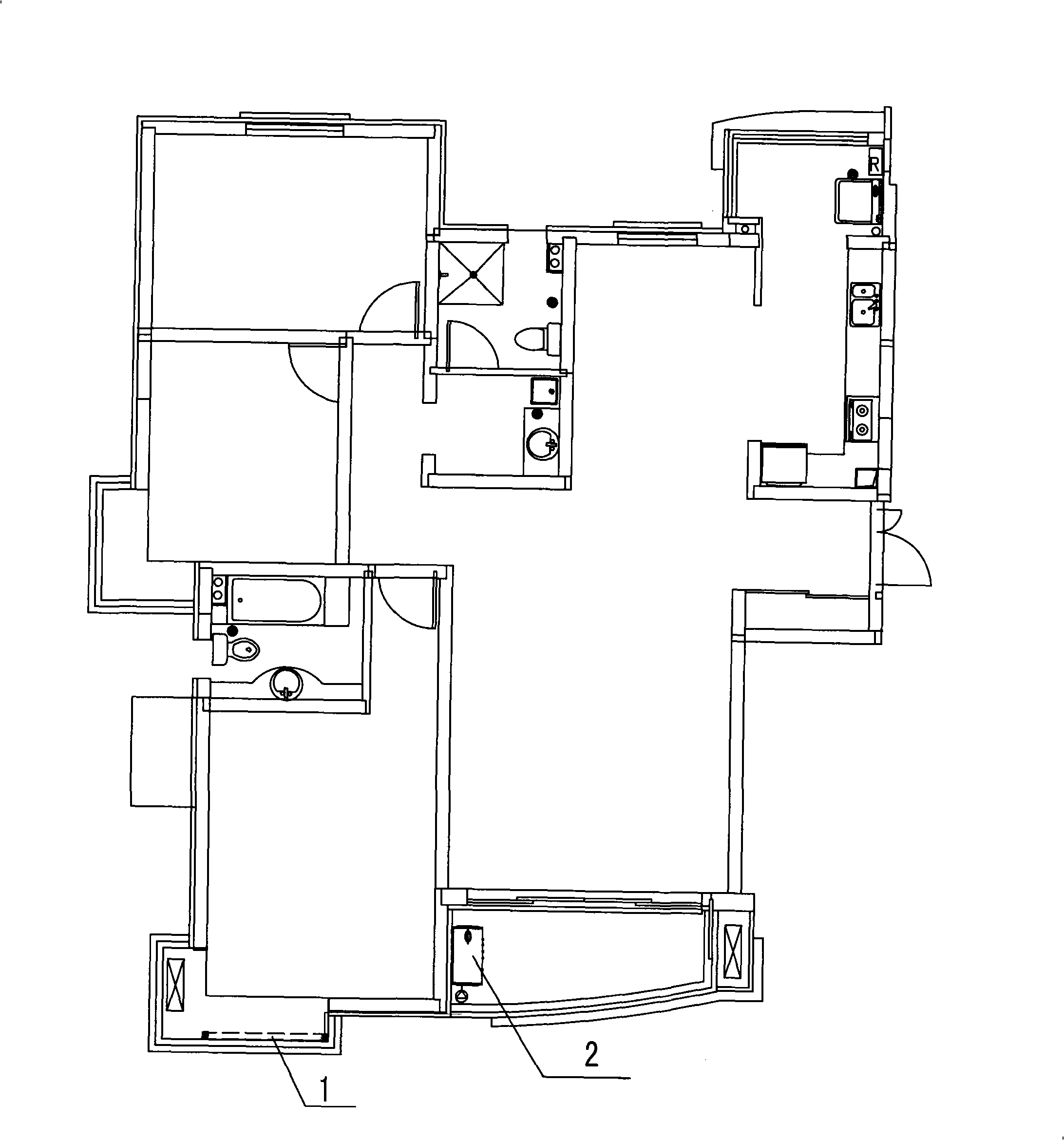 Individual household solar energy building integrated hot water supply system