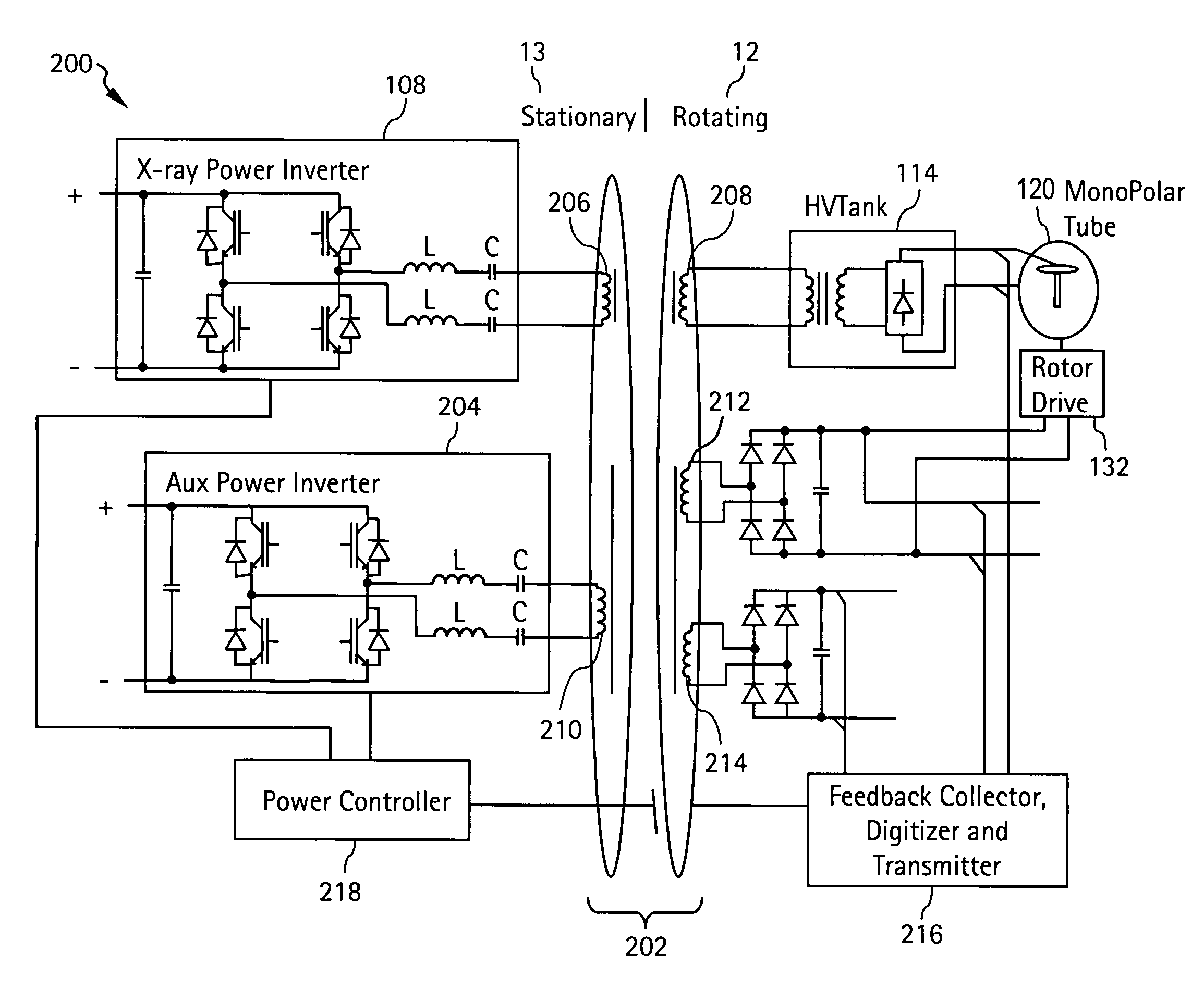 Multichannel contactless power transfer system for a computed tomography system