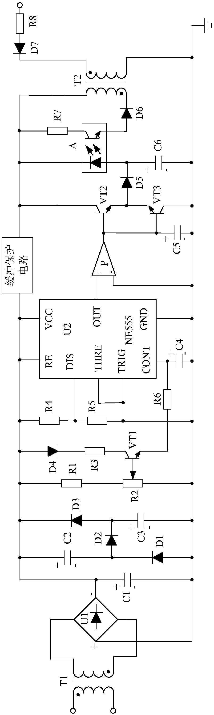 Voltage buffer power supply based on harmonic isolation