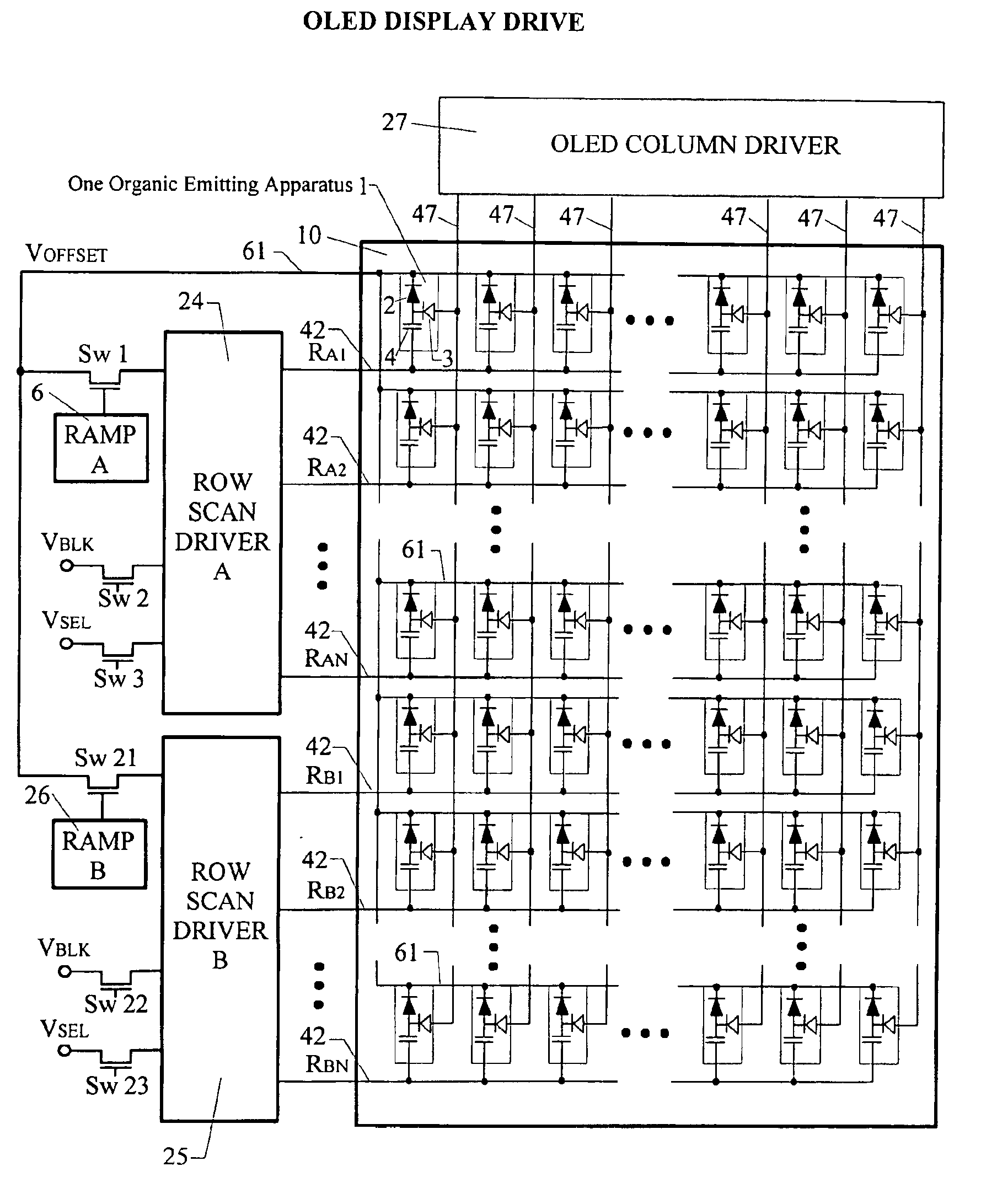 Organic electroluminescent display device driving method and apparatus