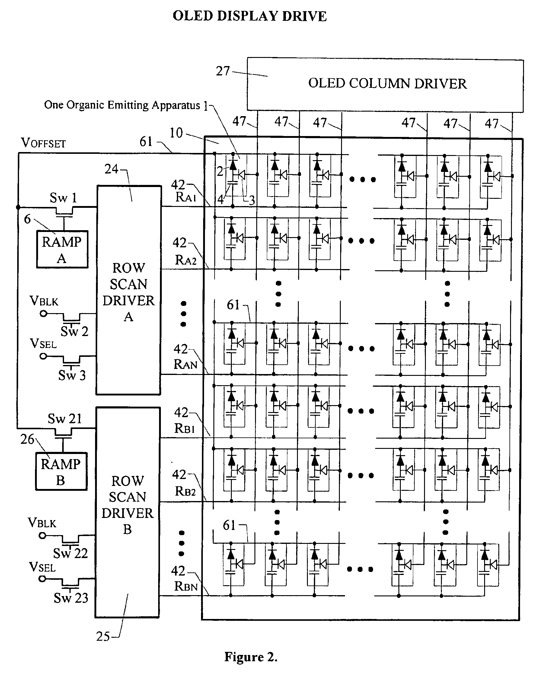 Organic electroluminescent display device driving method and apparatus