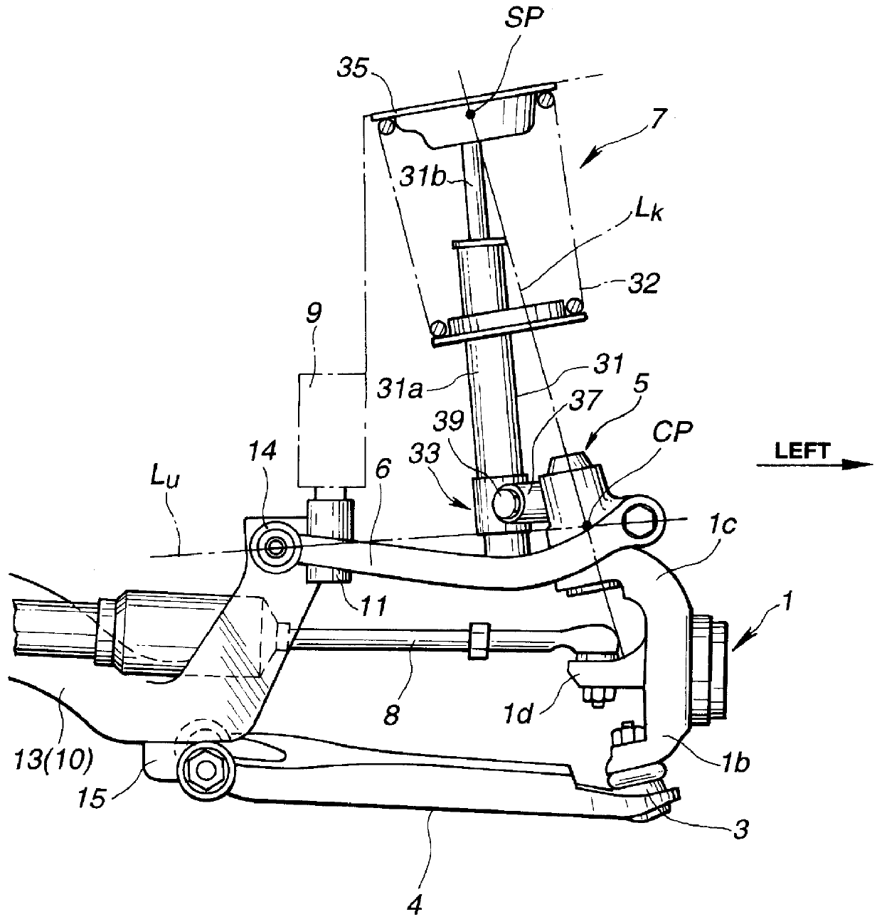 Front suspension of motor vehicle