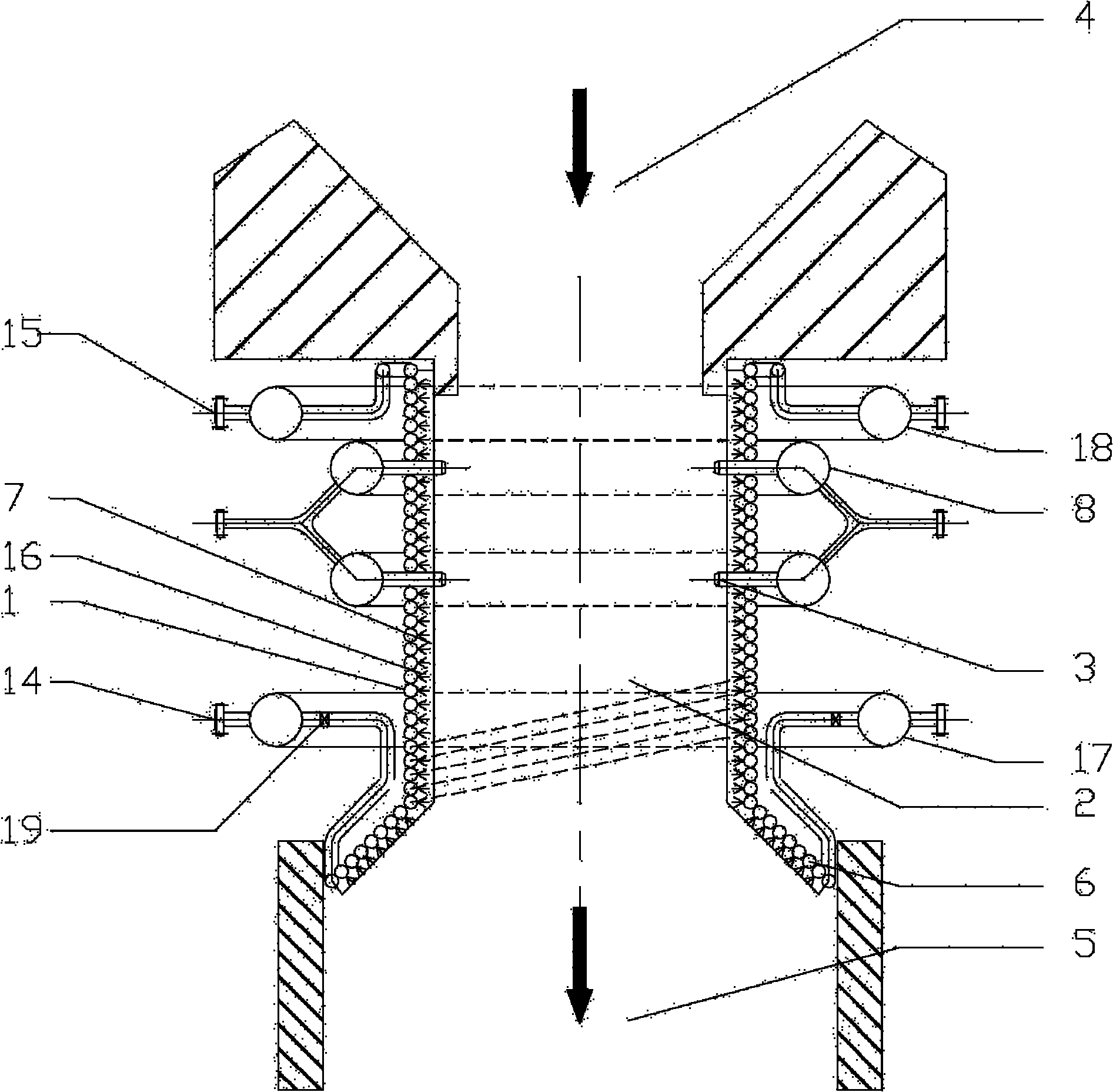 High-temperature crude synthesis gas chilling device