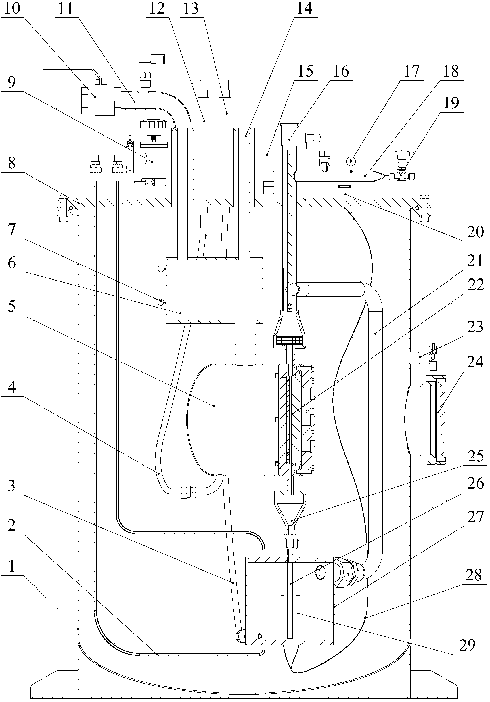 Visualization experiment device for deep-low-temperature condensation heat exchanging process