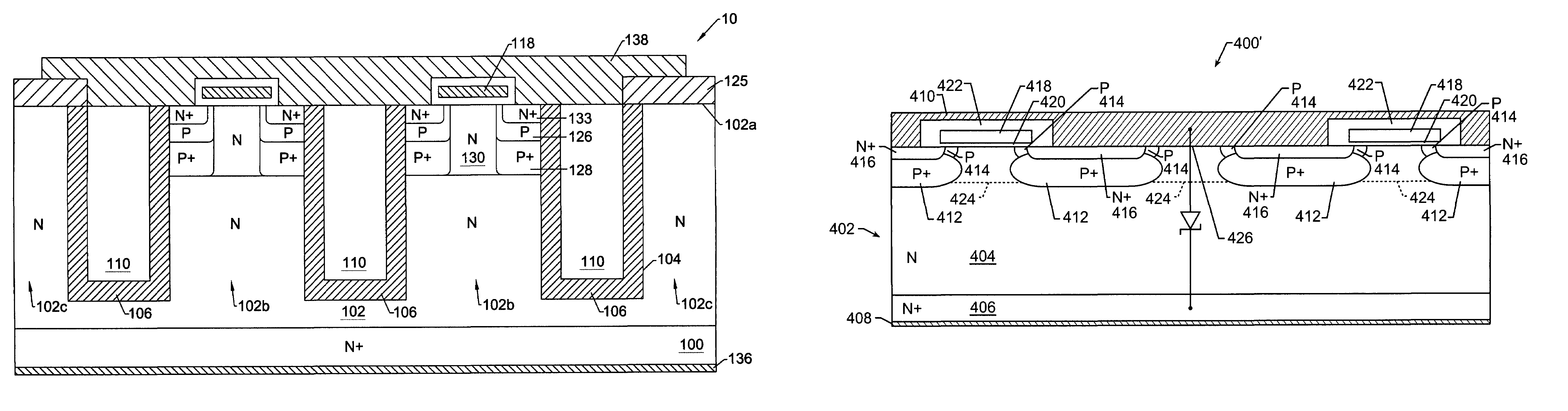 Methods of forming power semiconductor devices having laterally extending base shielding regions