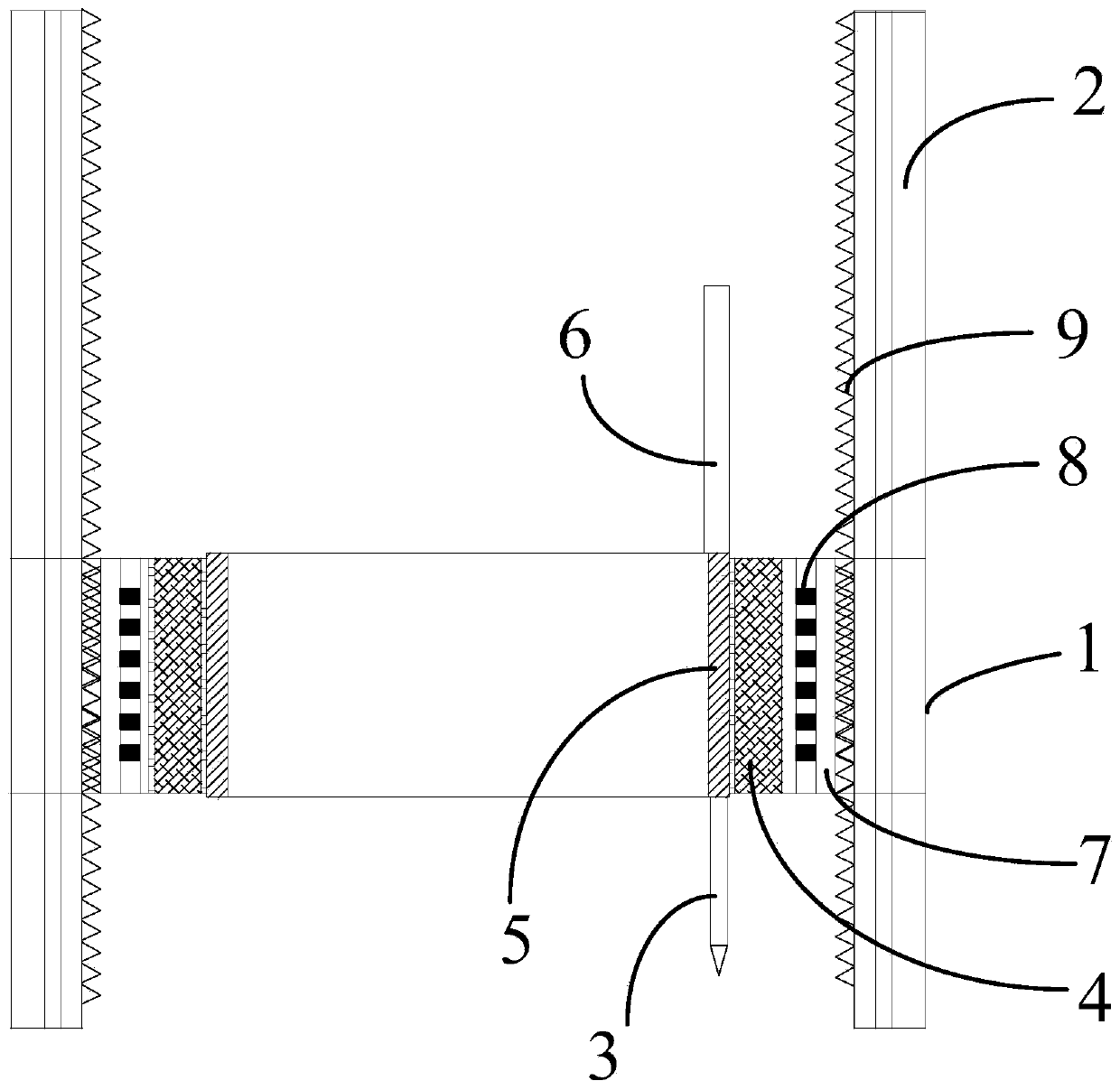 Anchor rod waterproof coiled material cutting device and method