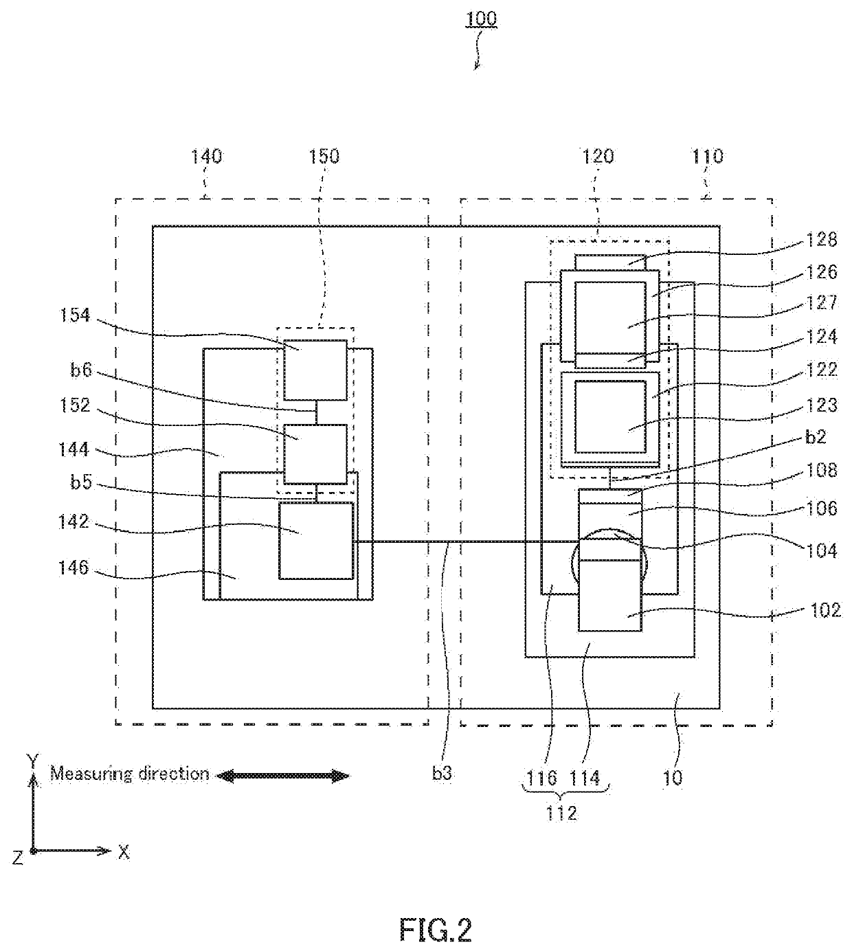 Relative position detection means and displacement detection device