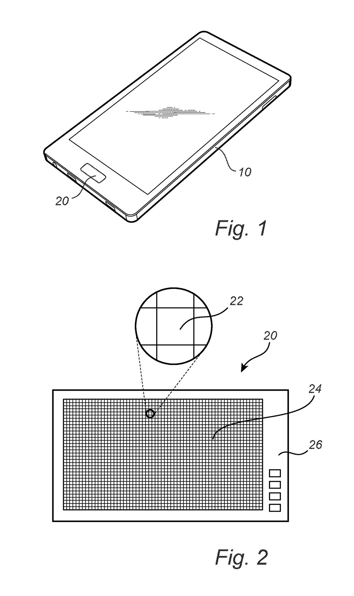 Capacitive fingerprint sensing device comprising display functionality