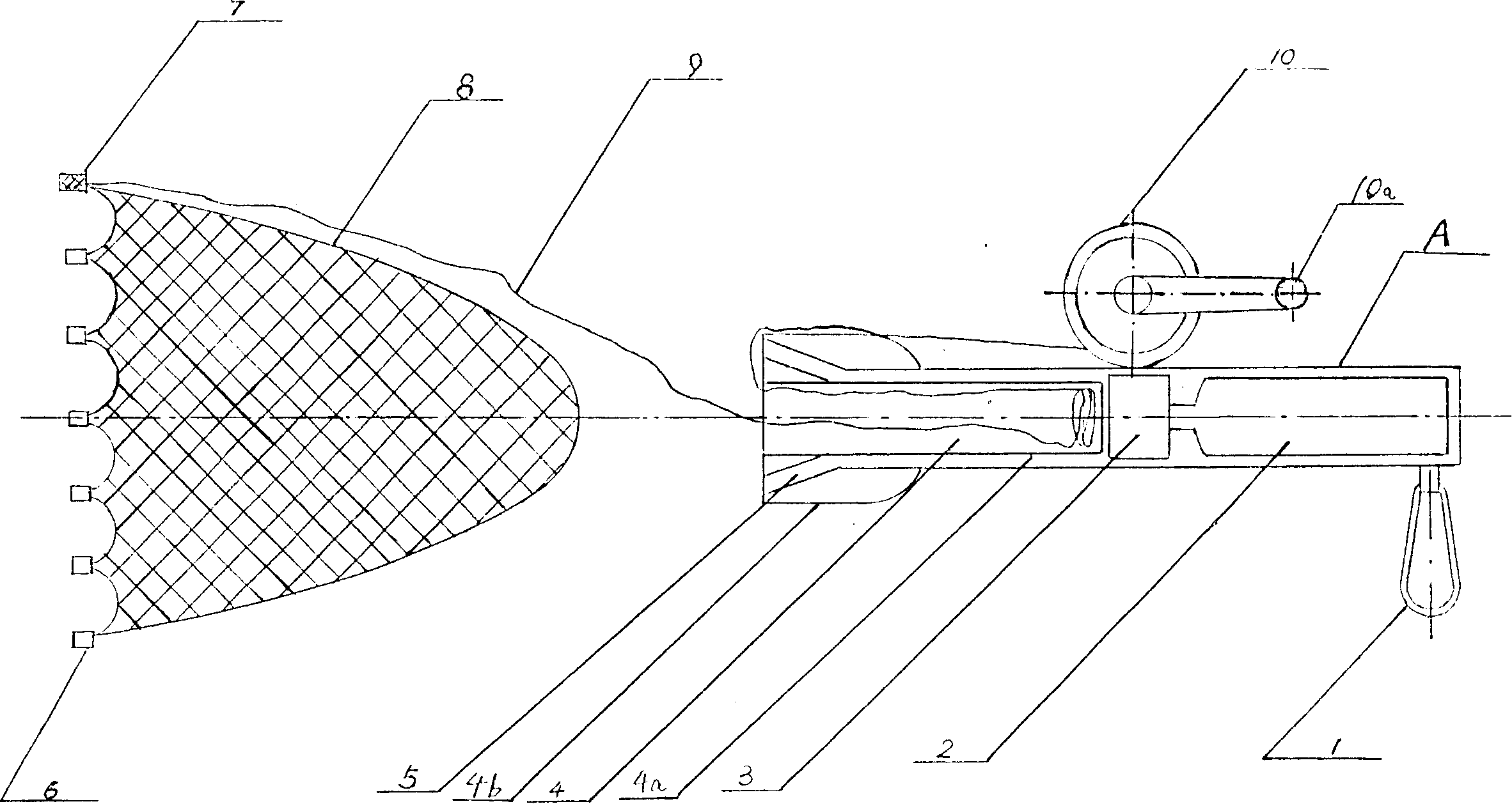 Pneuamtic life saving net gun device on water