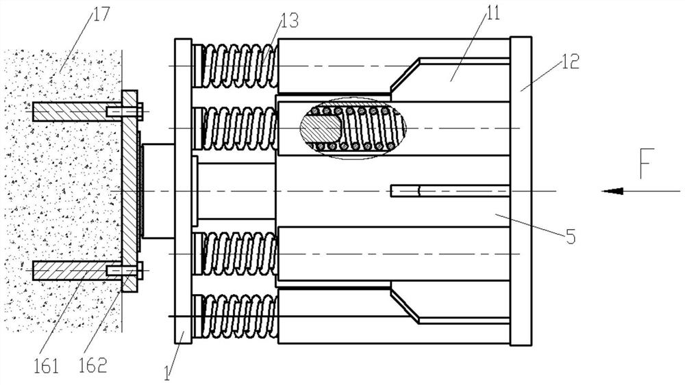 Slidable transverse bridge direction compression self-resetting damper