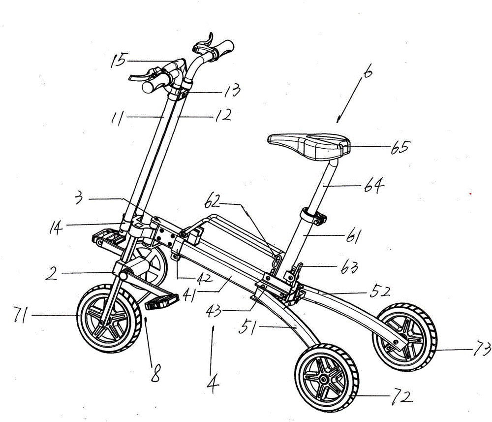 Portable tricycle provided with telescopic steering handlebar