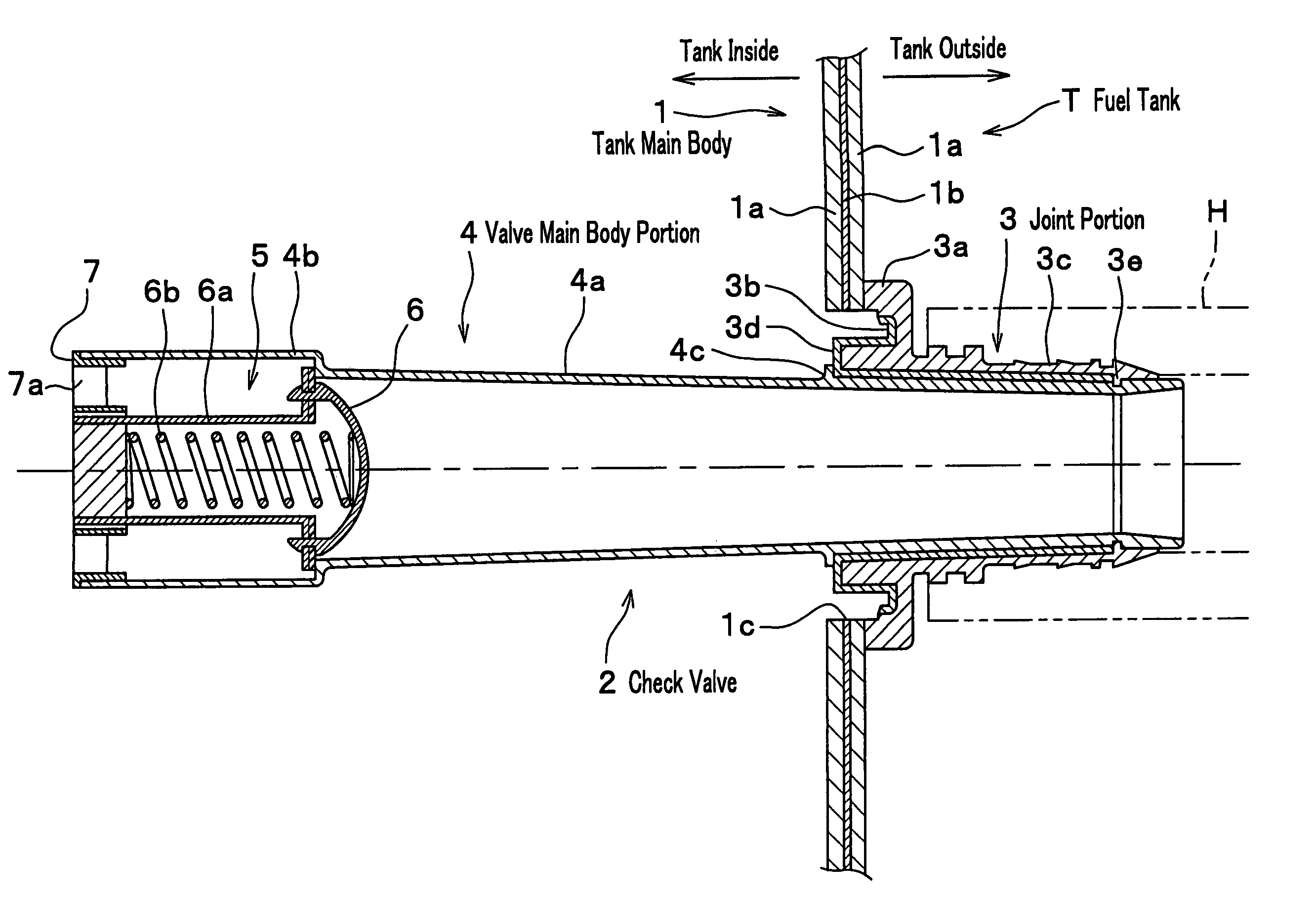 Attachment structure of a component in a fuel tank made of resin