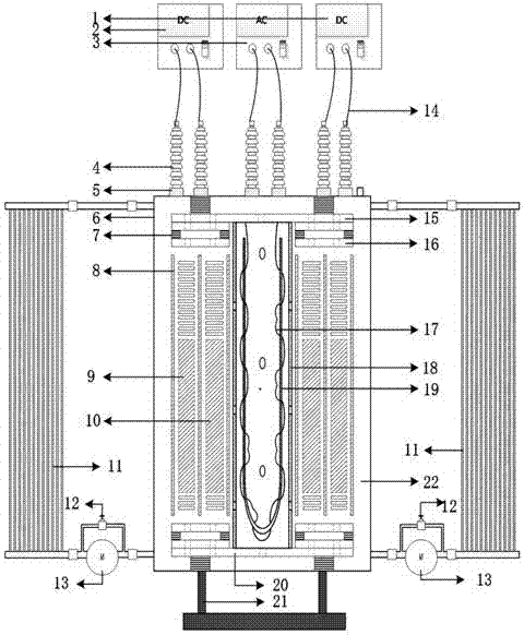 Experimental device and experimental method for simulating heat production of traction transformer