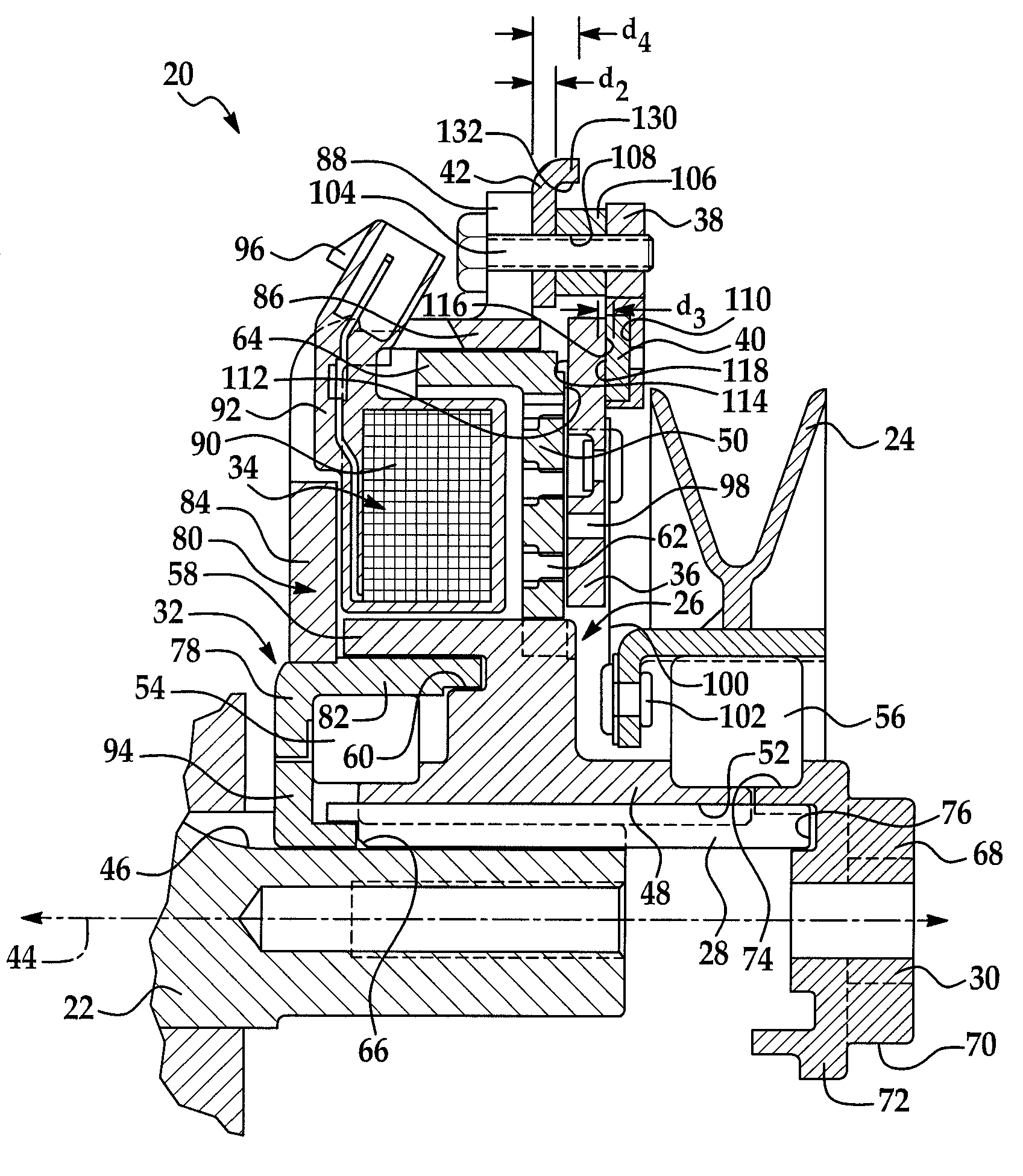 Rotational coupling device with wear compensation structure