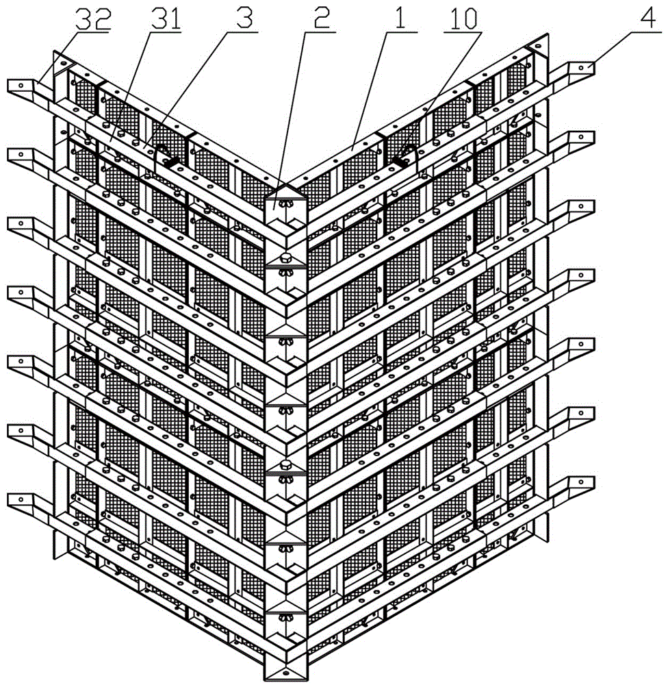 Fabricated section-adjustable formwork system for square stiff pillars and construction method of fabricated section-adjustable formwork system