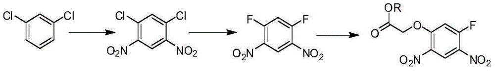 Synthetic method of 2-(5-fluoro-2,4-dinitrophenoxy)acetate