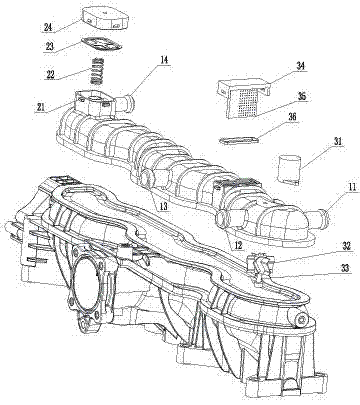 Intake manifold integrating oil-gas separation device with PCV, engine and automobile