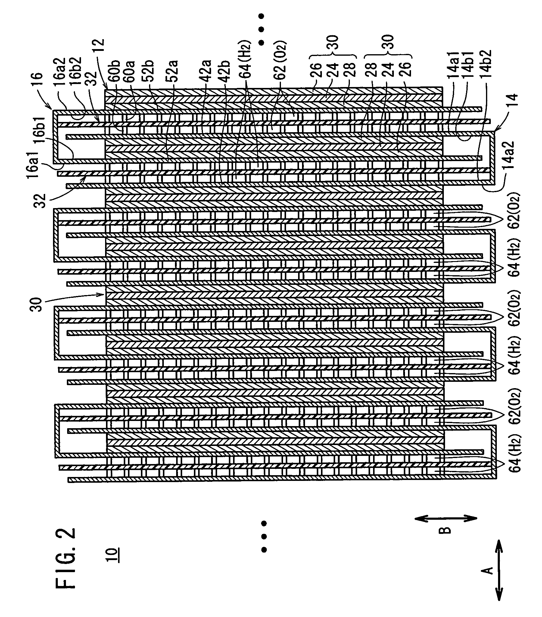 Fuel cell with interweaving current collector and membrane electrode assembly