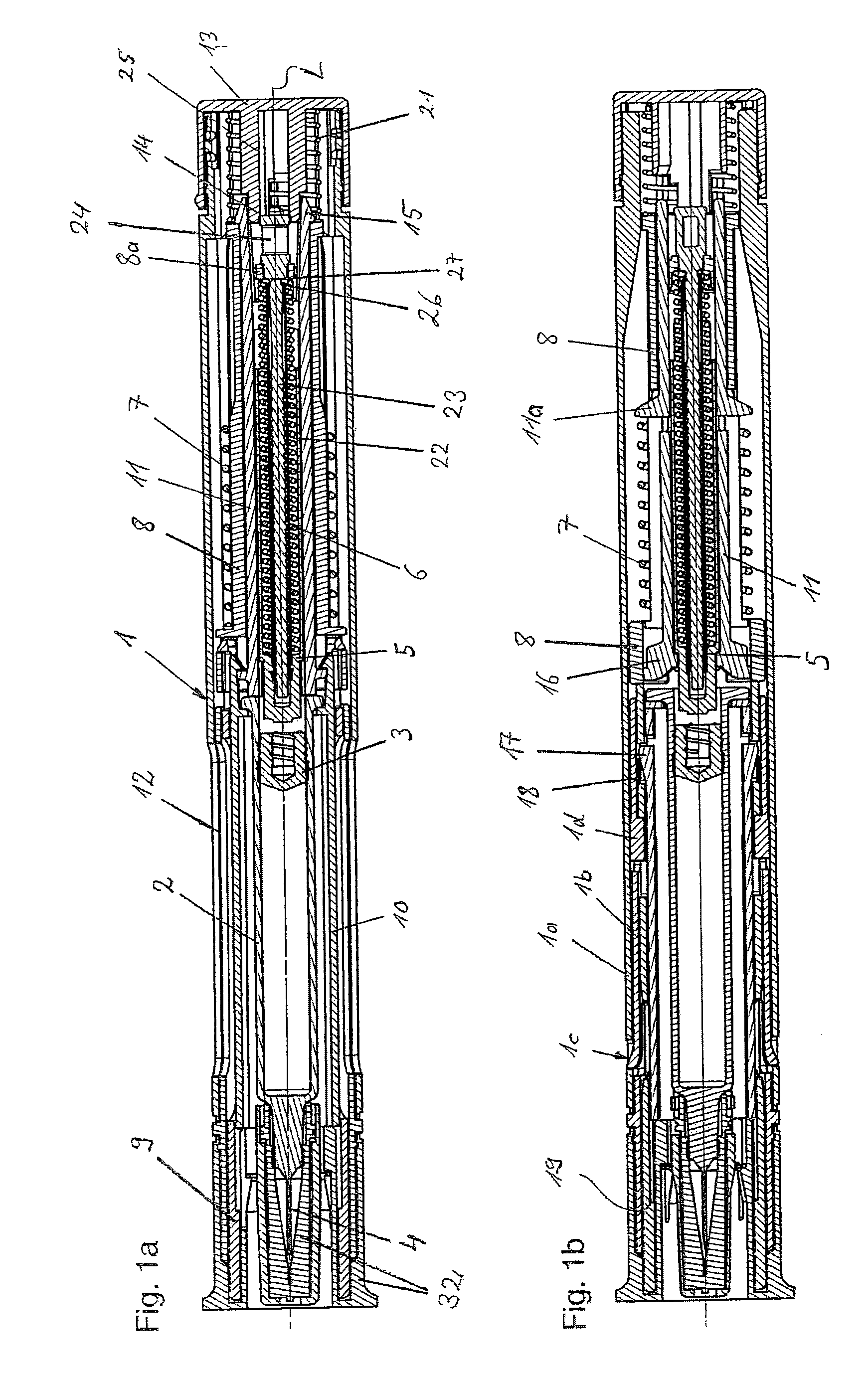 Injection device with controlled needle retraction