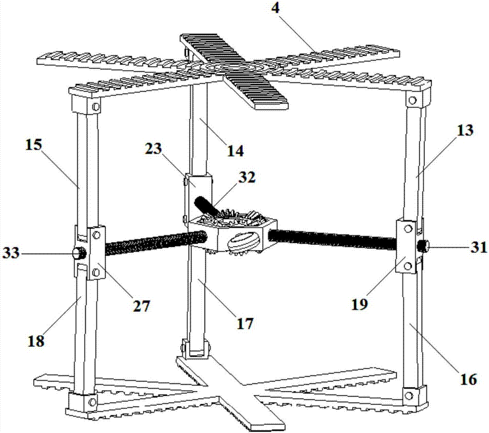 Single-screw-control three-arm type lifting platform based on gear linkage