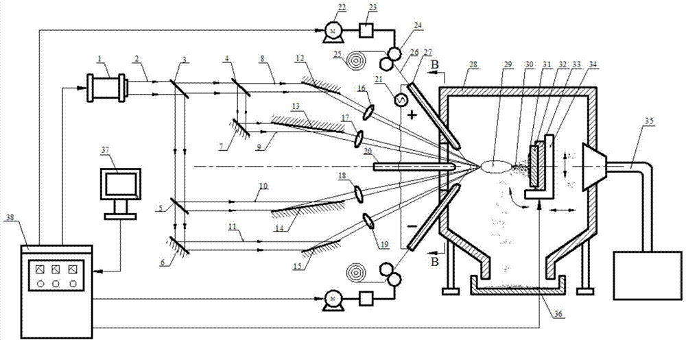 Directional ultrahigh-velocity spraying method and device based on laser induced shock wave technology