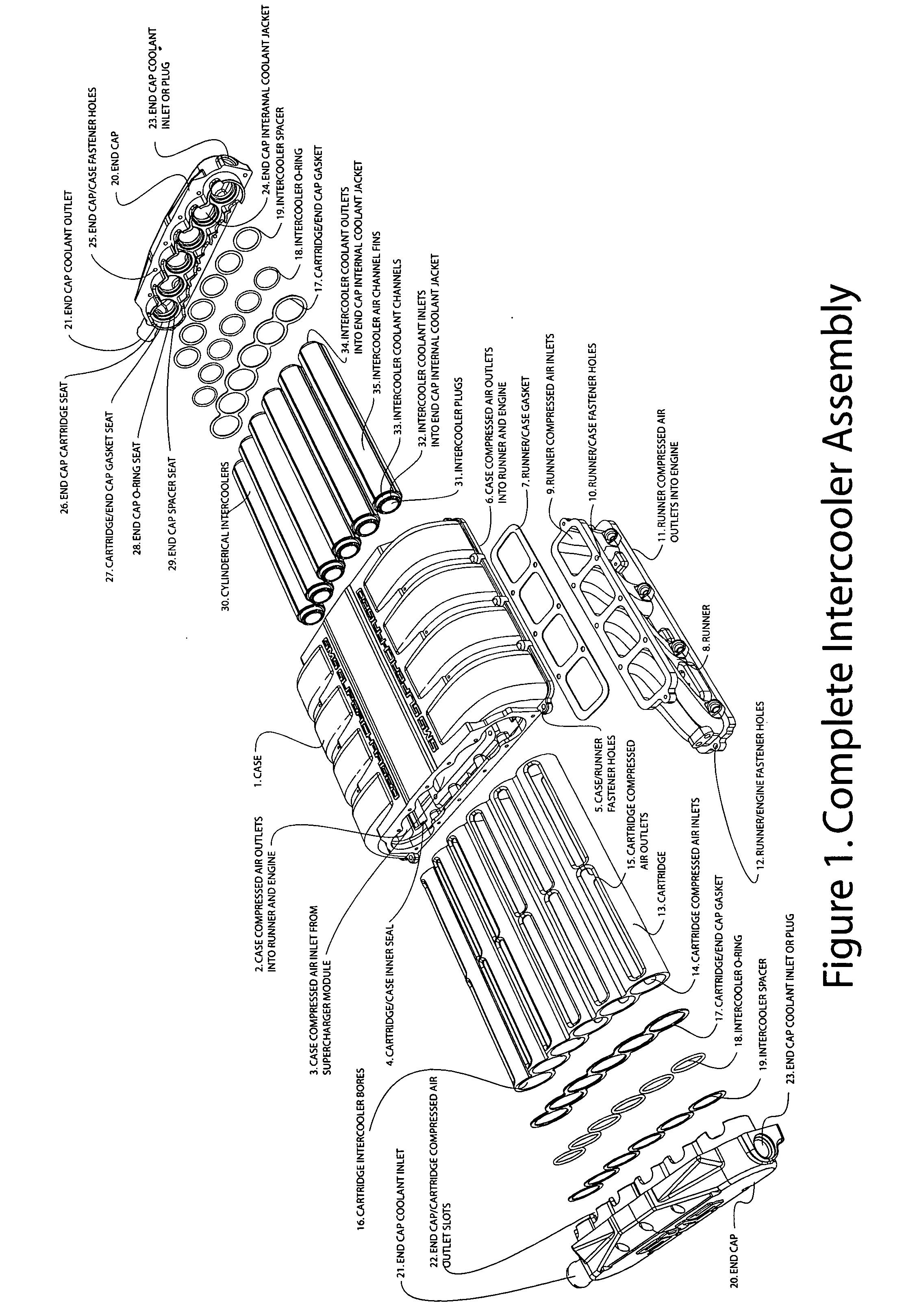 Intercooler cartridge assembly design for improving internal combustion engine performance