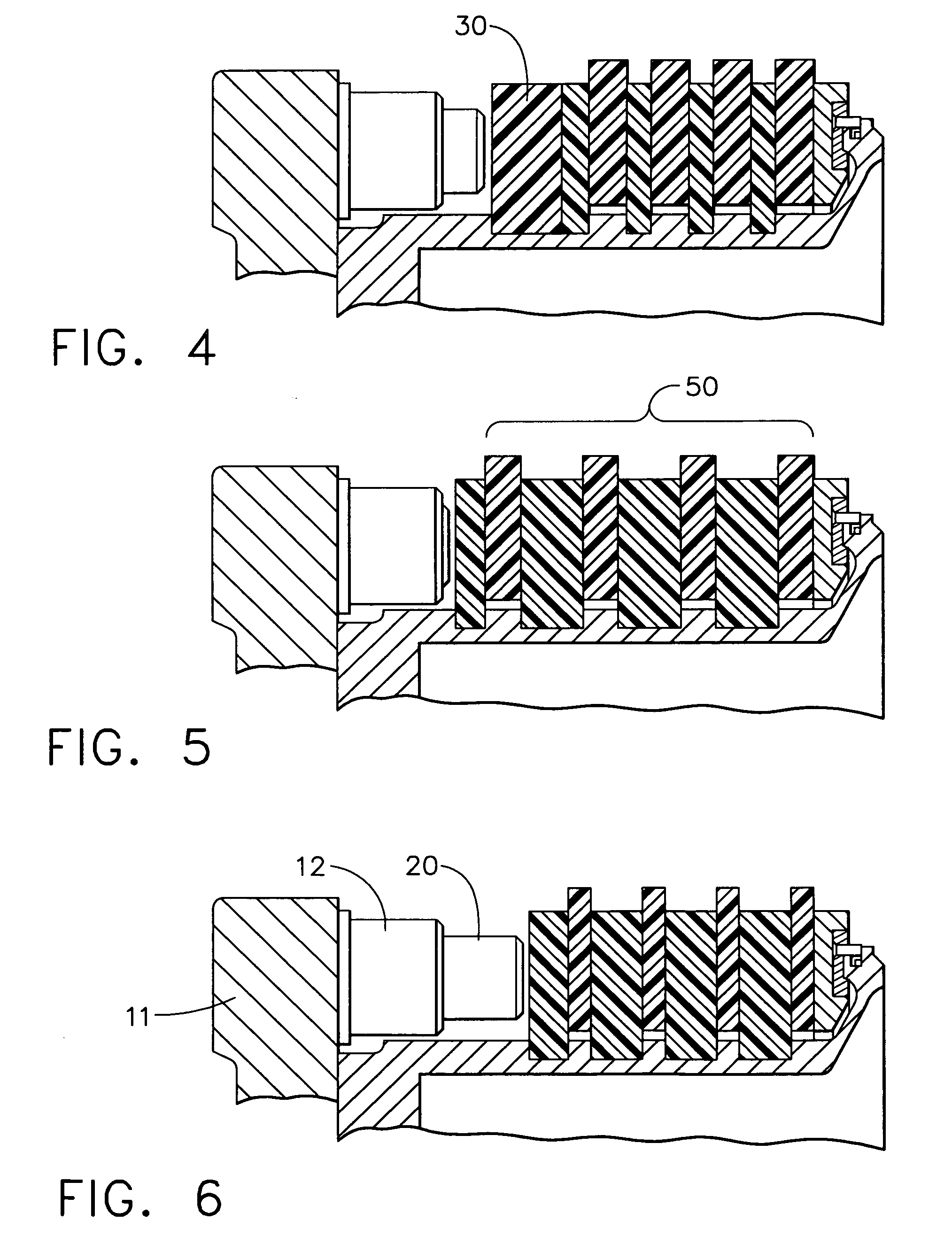 Method of increasing friction material utilization for carbon brakes