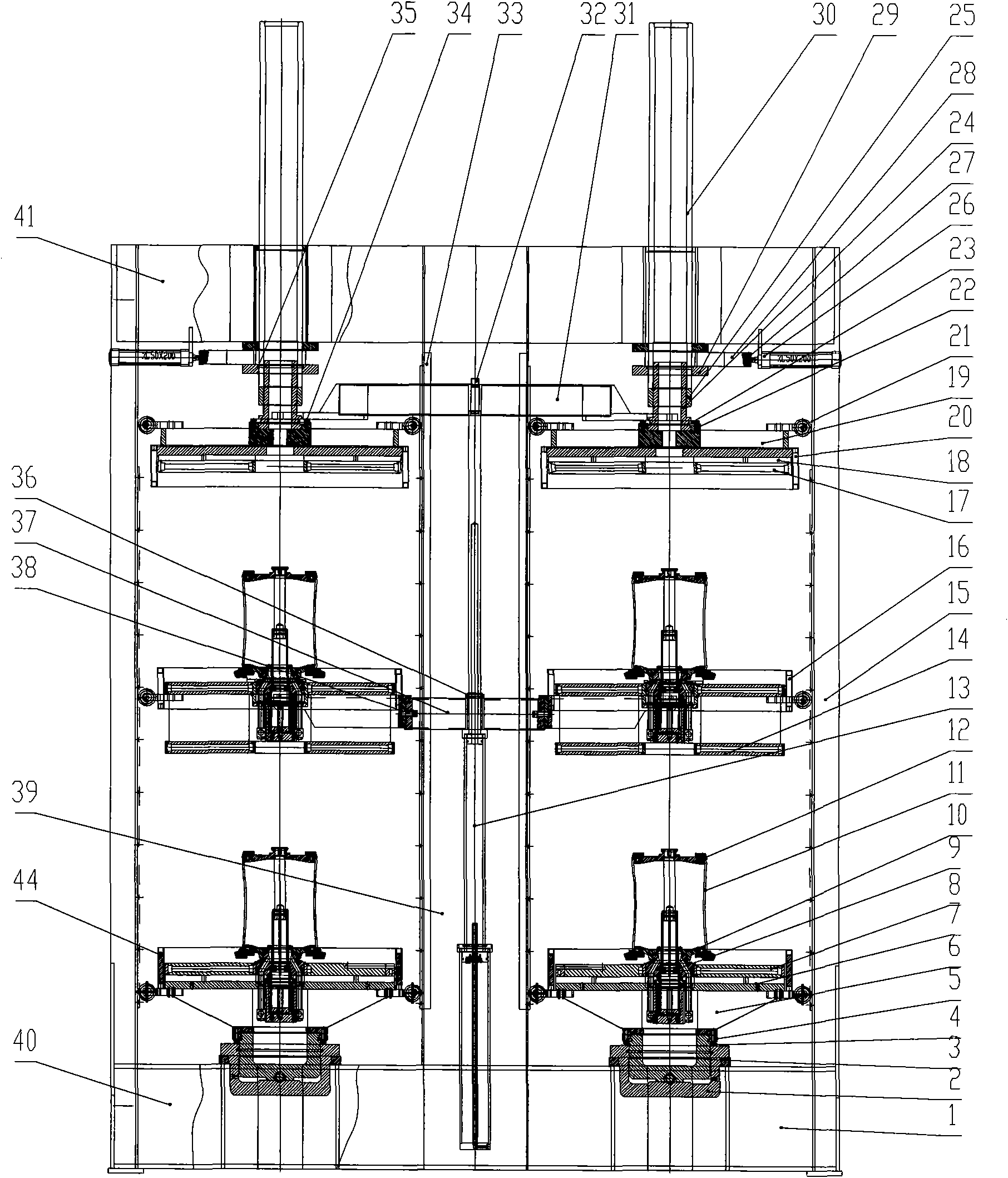 Double-station multi-level hydraulic capsule tire-forming vulcanizer