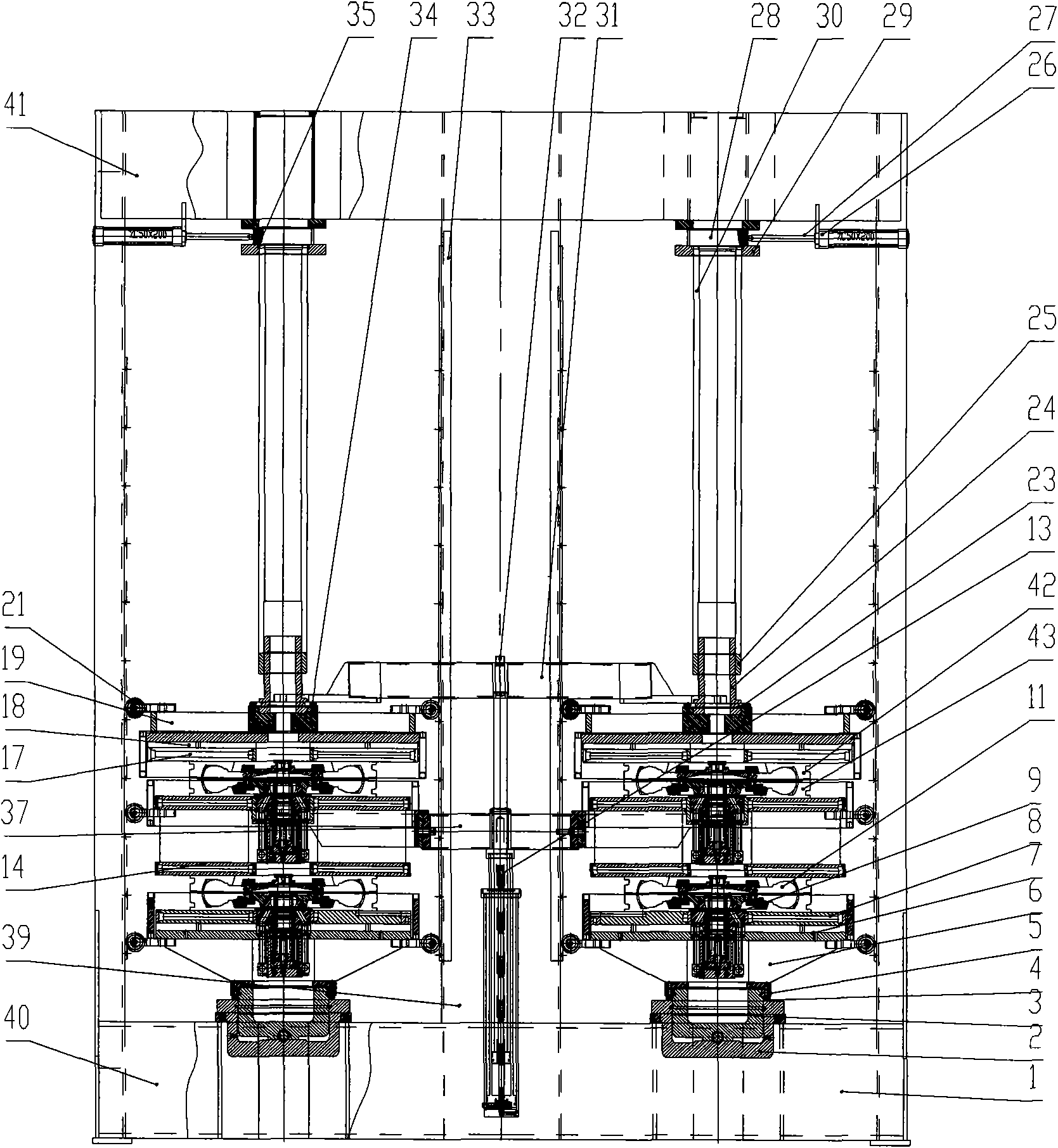 Double-station multi-level hydraulic capsule tire-forming vulcanizer