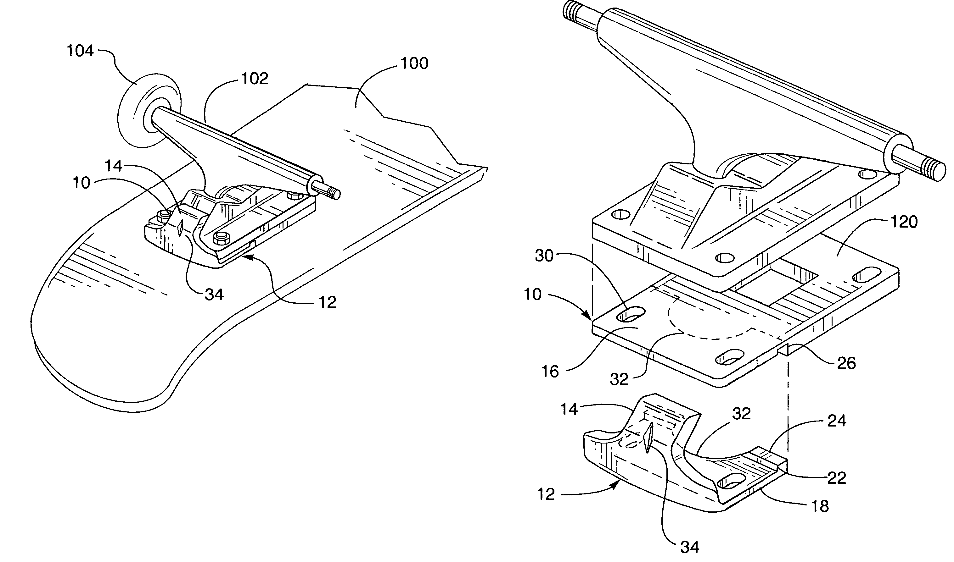 Slide plate for skateboard riser pads