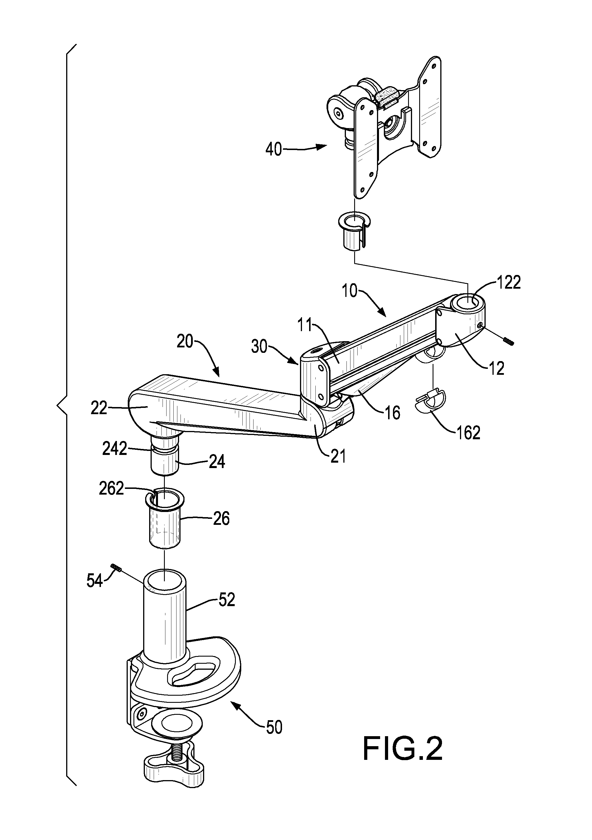 Supporting arm assembly for a display