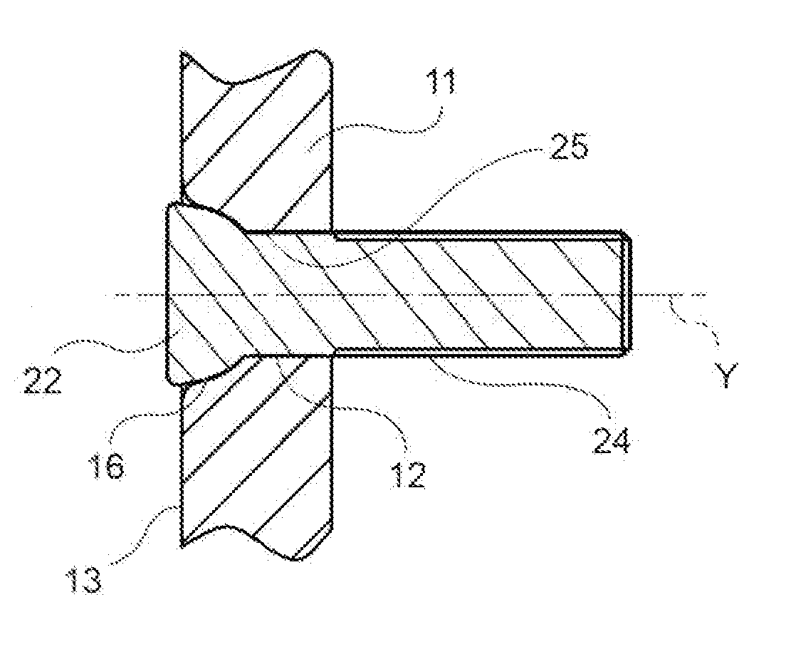 Connection of a flanged ring of a hub bearing unit to a motor vehicle wheel or suspension standard of a motor vehicle