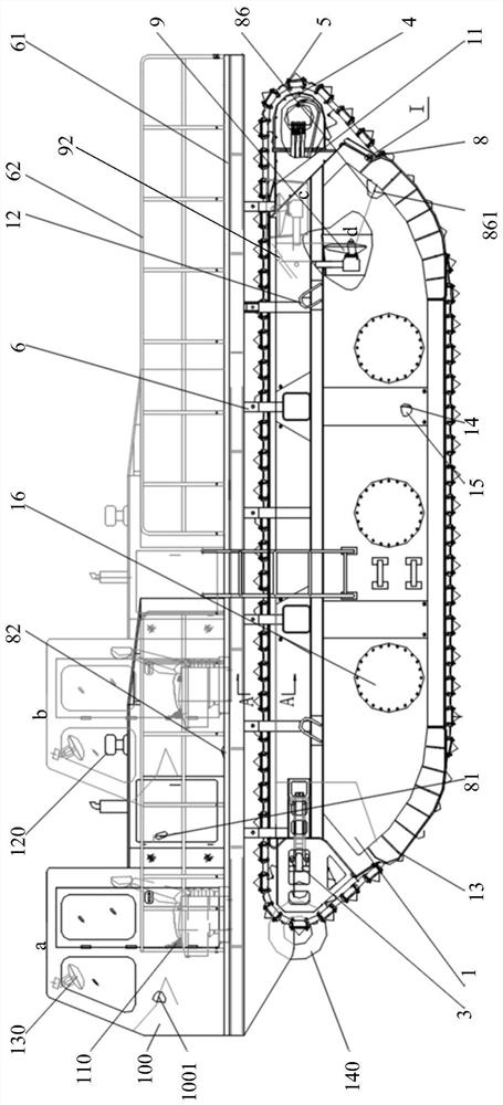 Buoyancy tank self-lubricating type four-drive working vehicle