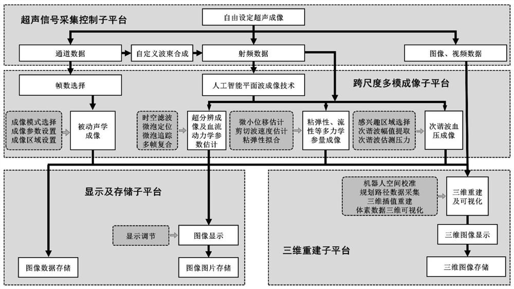 Ultrasonic cross-scale and multi-parameter detection imaging platform and method