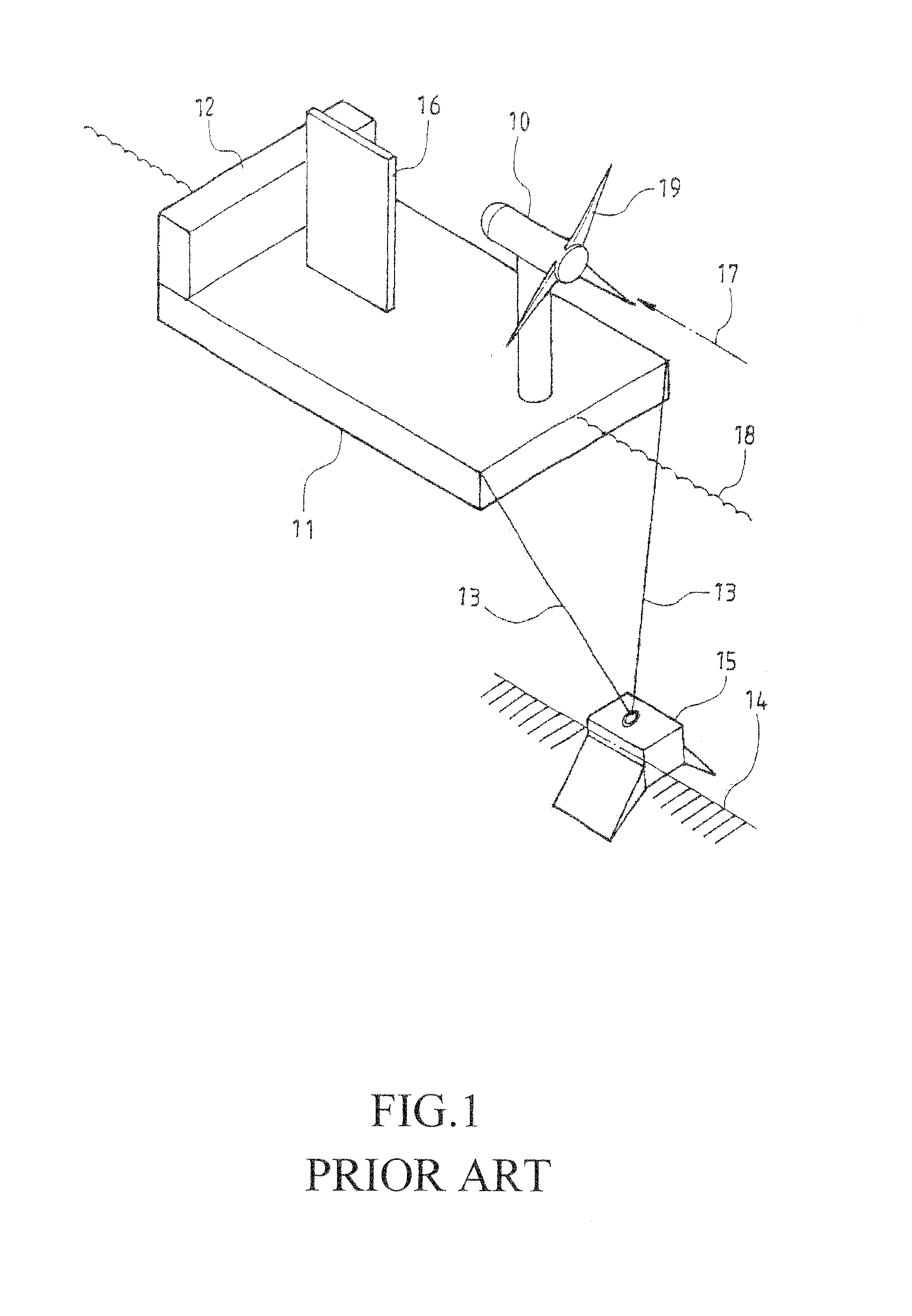 Device of floating wind turbine capable of counterbalancing torques therein