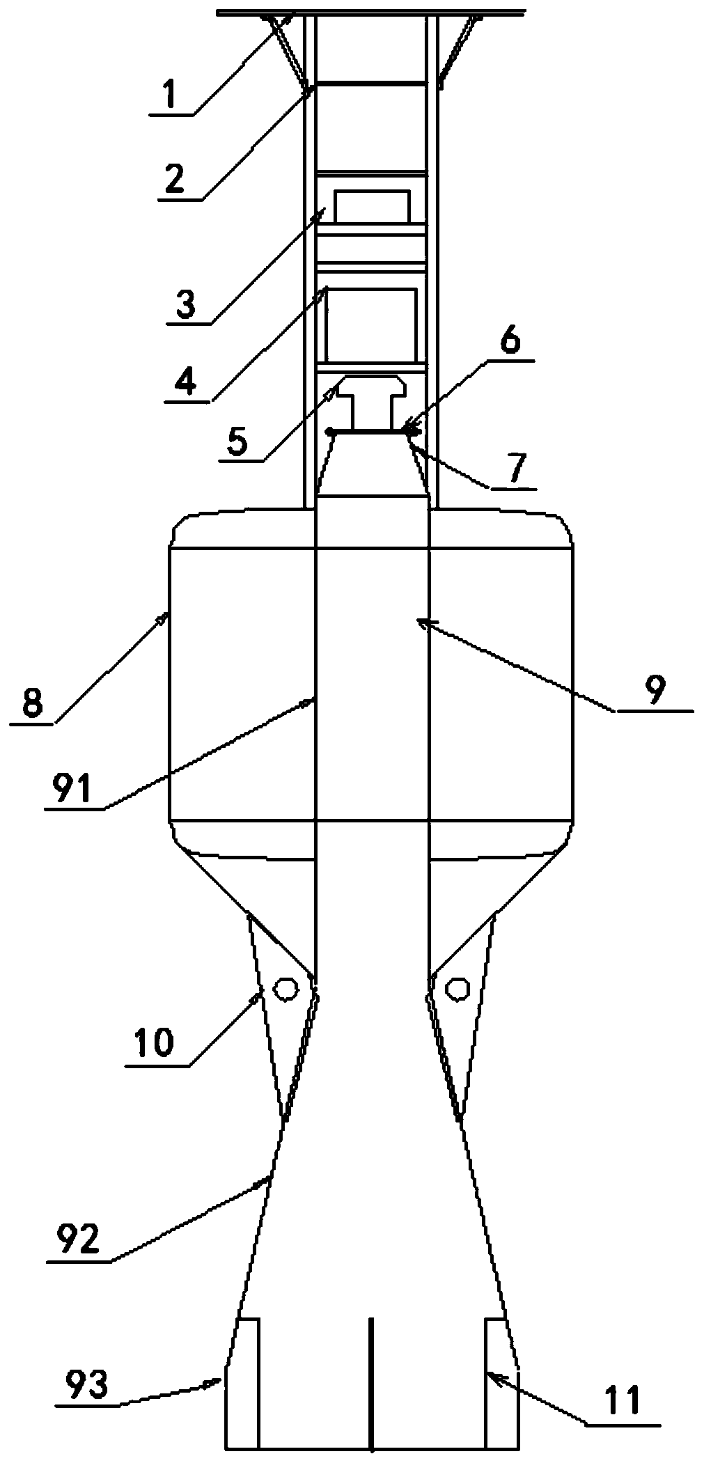 Multi-stage power supply power buoy with central pipe