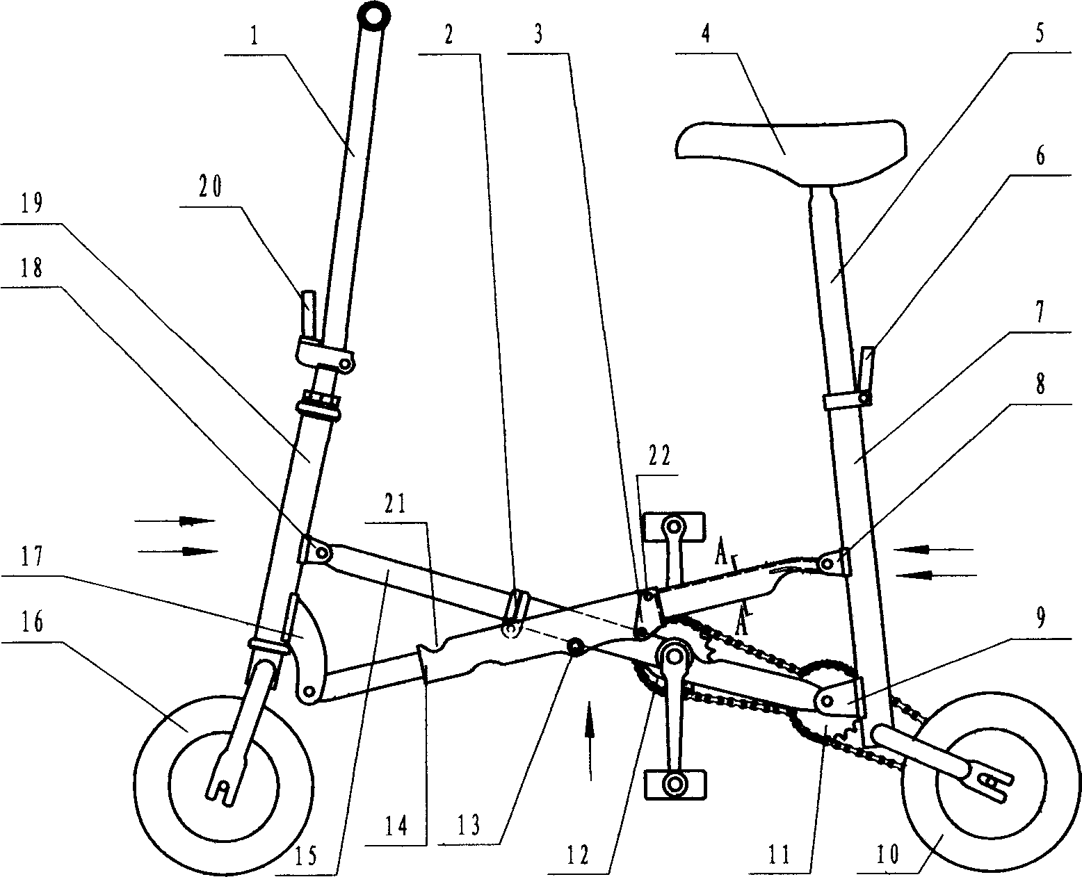 Compact type folding bicycle