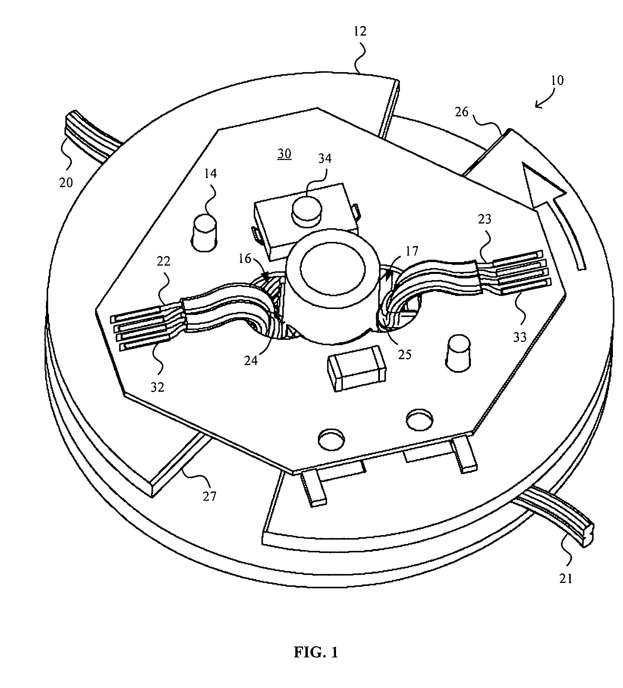 Cable winding device with direct cable to electrical component connection