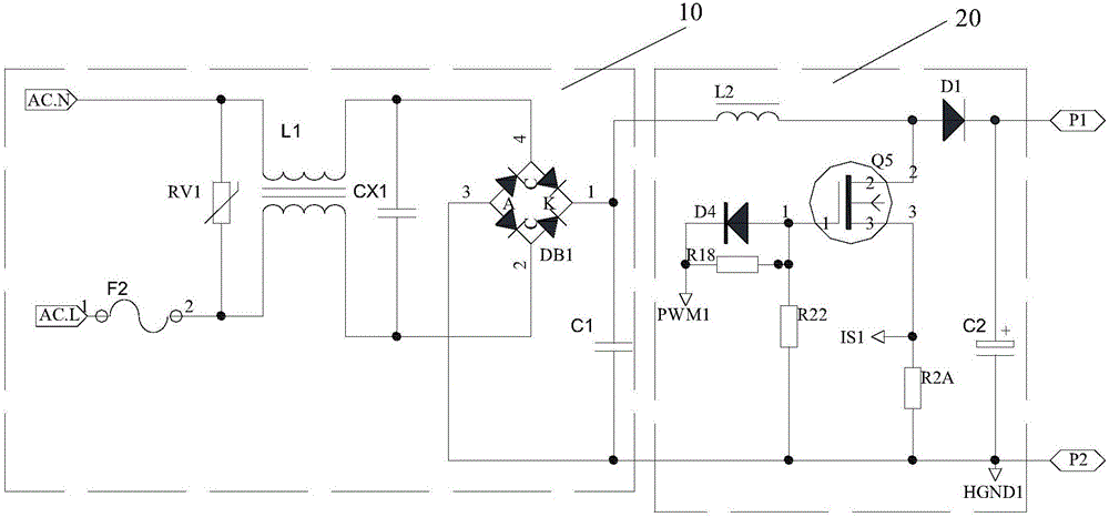 Intelligent corrective wave voltage conversion circuit based on PFC (power factor correction) forward half-bridge