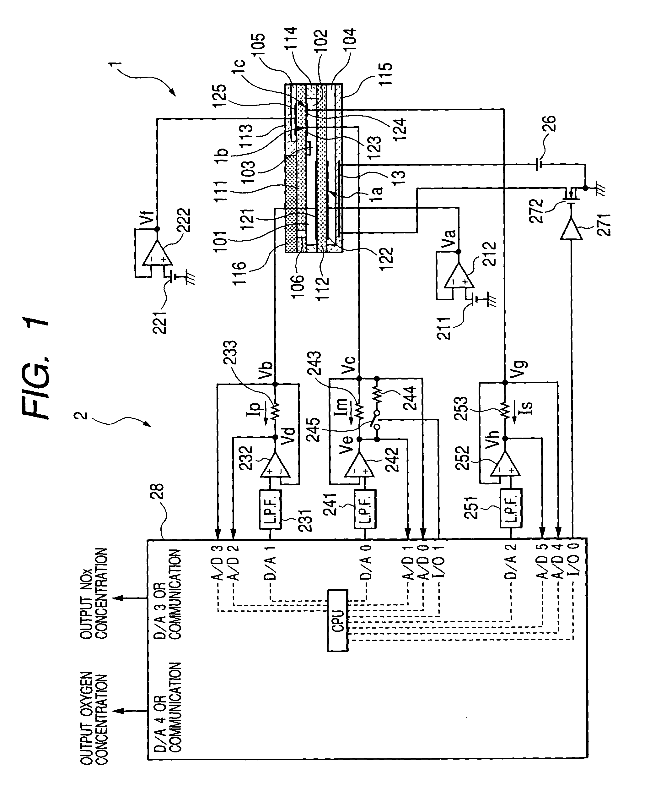 Abnormality detecting device for gas sensor