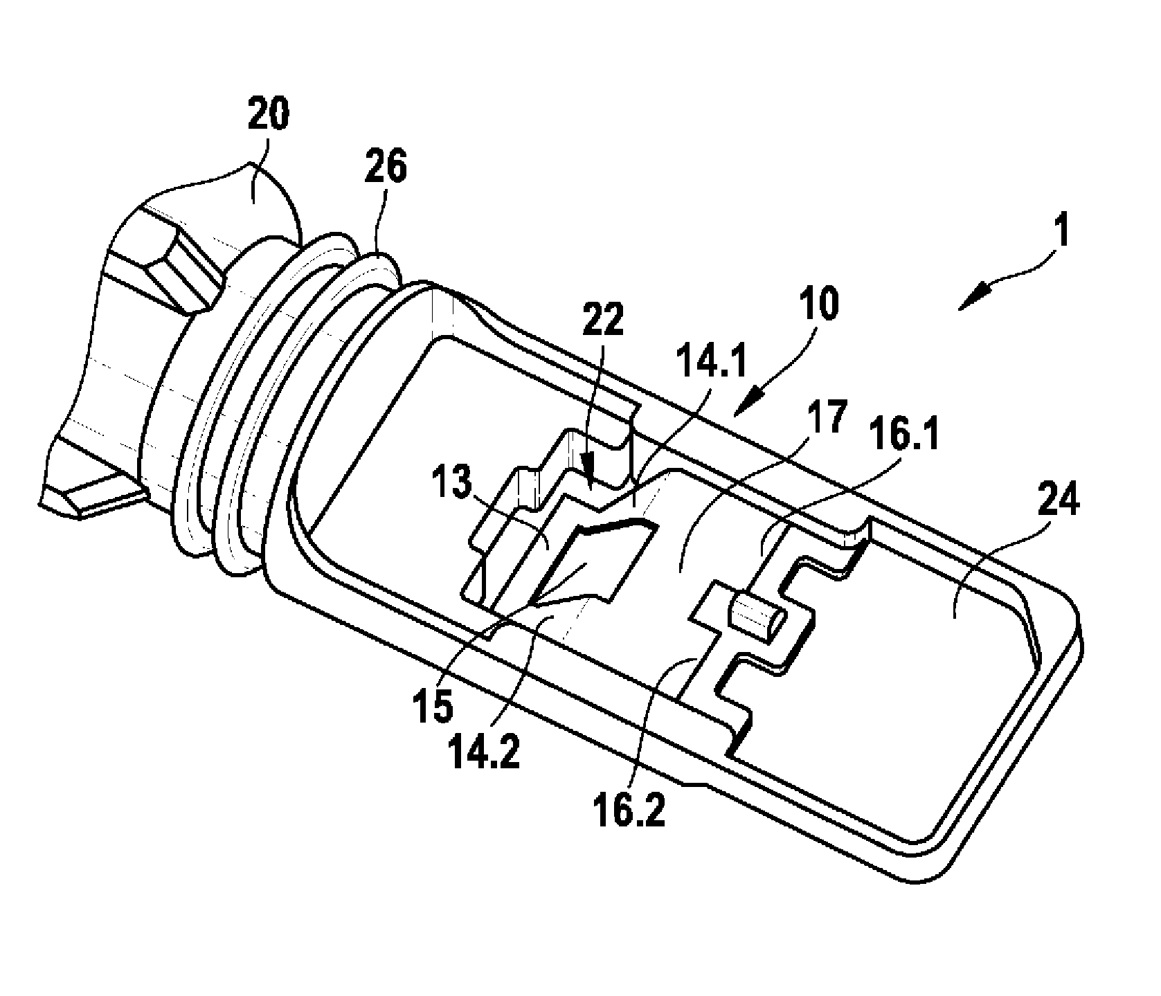 Connection assembly for a sensor assembly and sensor assembly