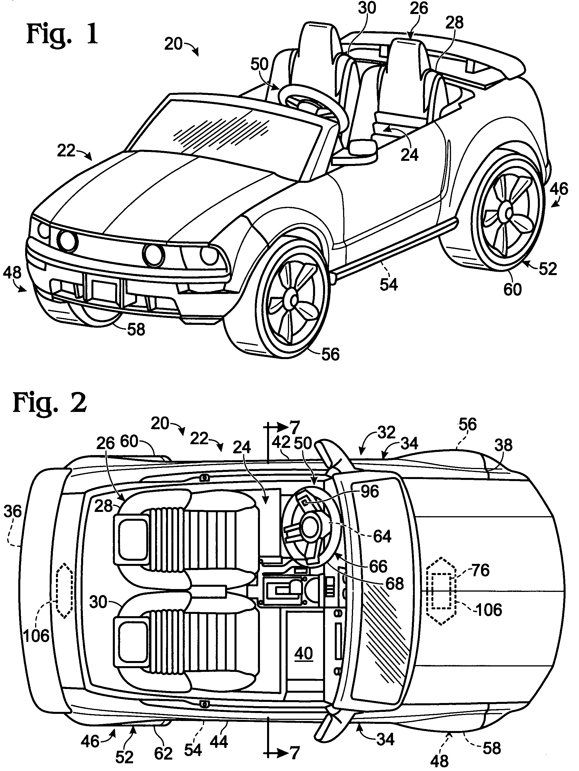 Children's ride-on vehicles with reconfigured bodies and methods for forming the same