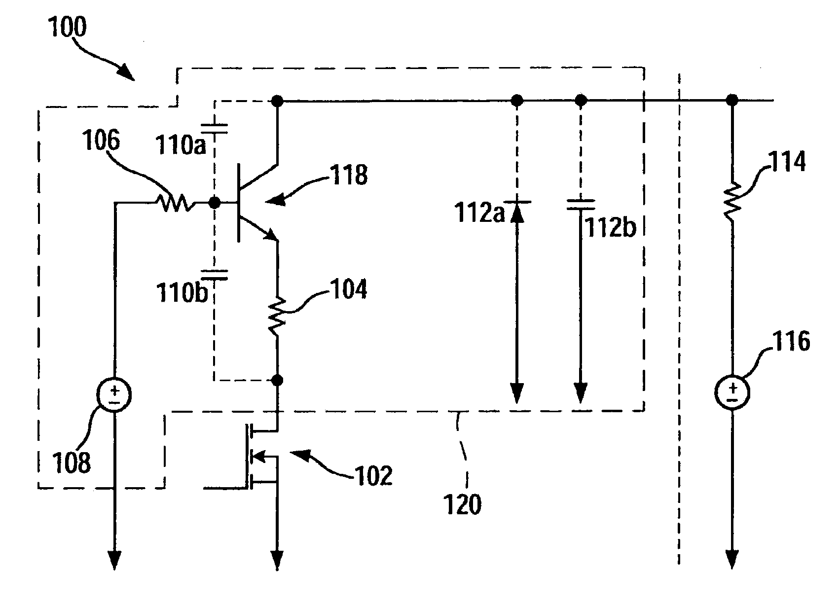 Circuit configuration and method for limiting current intensity and/or edge slope of electrical signals