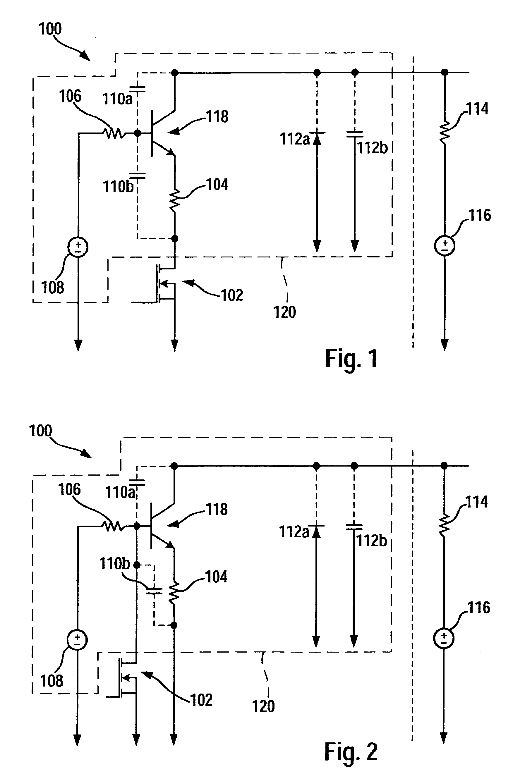 Circuit configuration and method for limiting current intensity and/or edge slope of electrical signals