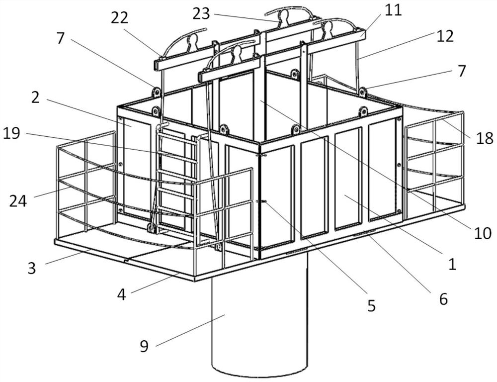 Fabricated watertight hanging box formwork for underwater cast-in-place concrete pile cap and construction method