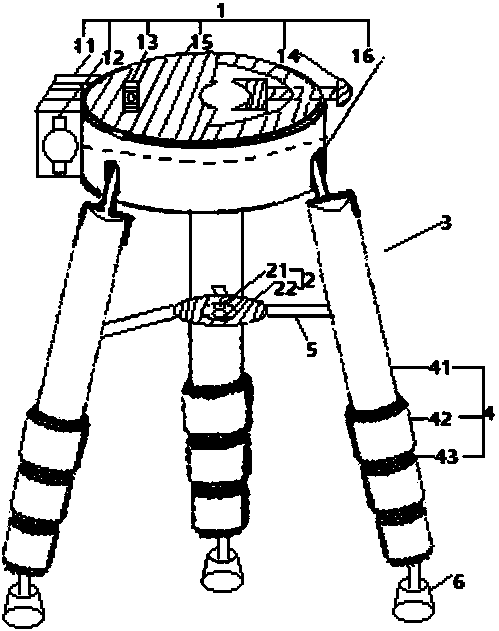 Portable support for measuring velocity of fluid in pipeline