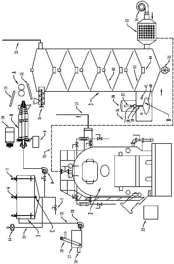 Urban waste water and garbage treatment device with slag salvaging machine