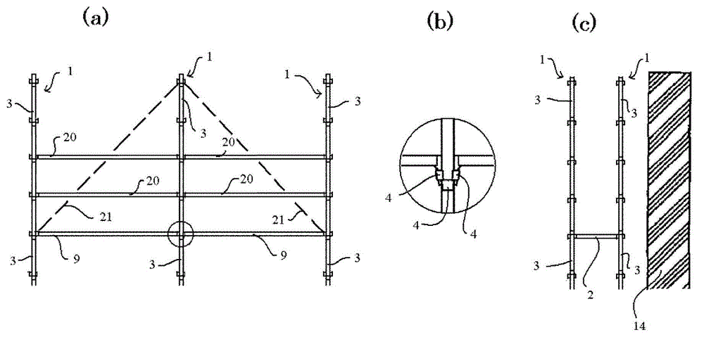 Connectors with braces and temporary set-up scaffolding